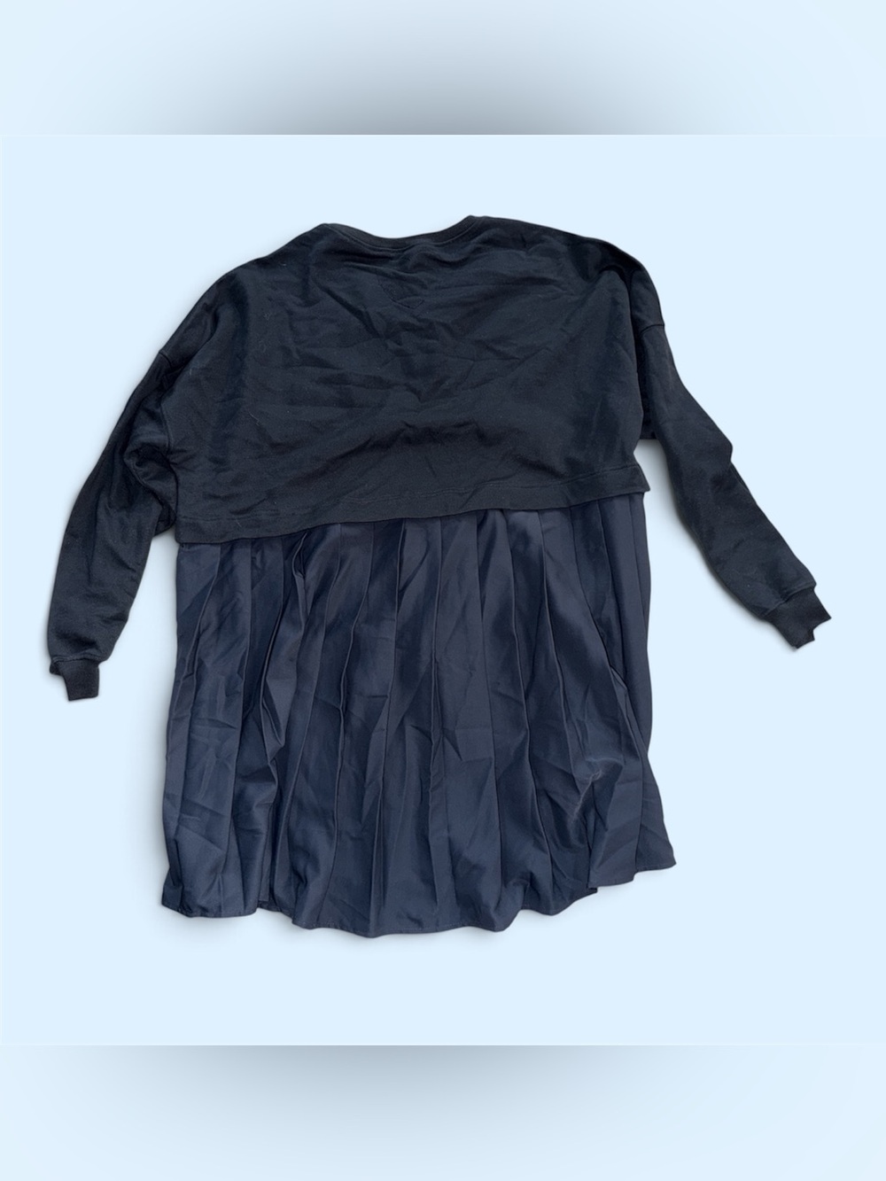 NWT Dokuritu Size XL Blue Sweatshirt Mixed Media Pleated Skirt Dress - Picture 5 of 7
